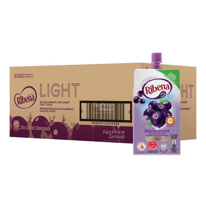 Ribena Blackcurrant Fruit Packet Drink - Less Sweet (Ctn)
