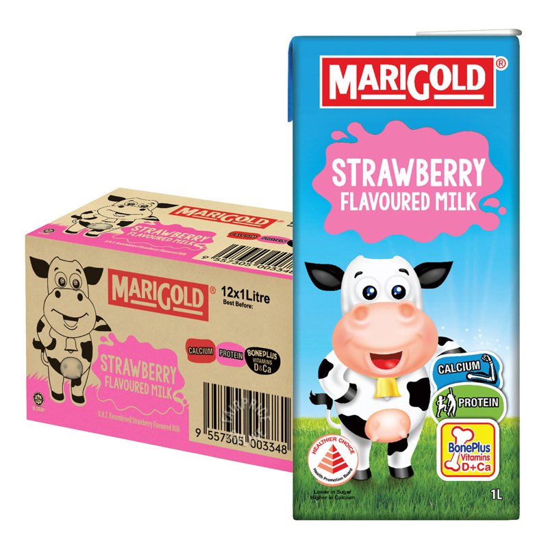 Marigold Uht Packet Milk - Strawberry (Ctn)