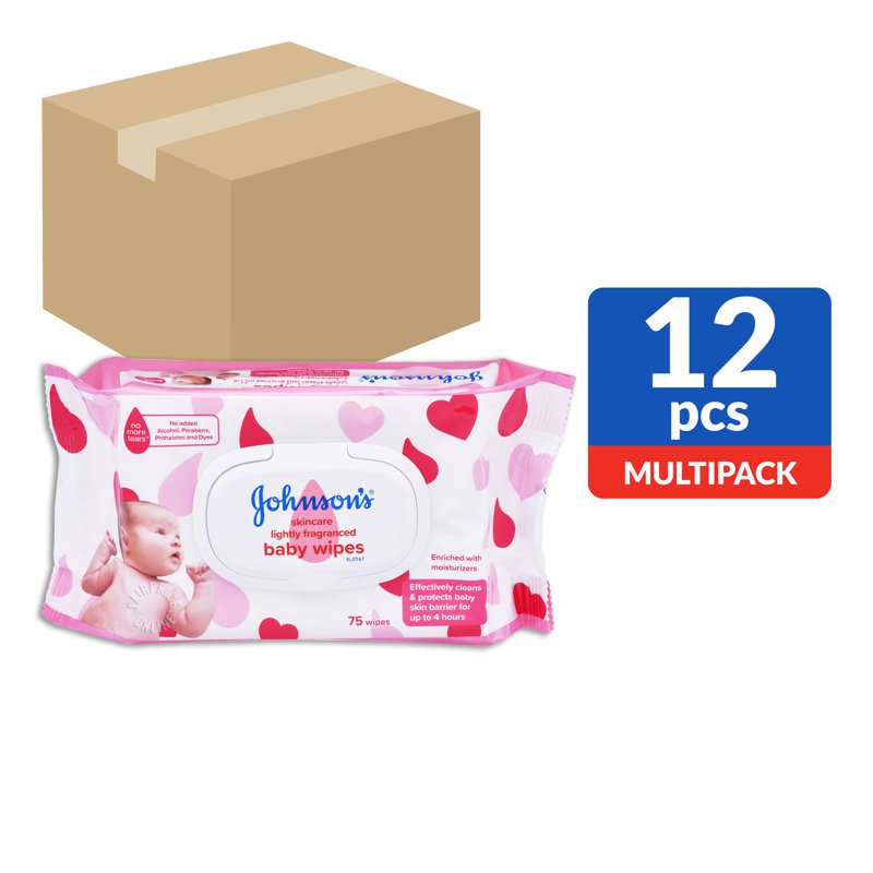 Johnson's Baby Wipes - Lightly Fragranced 12 x 75 per pack (CTN)