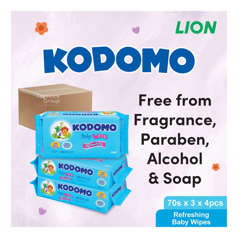 Kodomo Baby Wipes - Refreshing 12 x 70 per pack (CTN)
