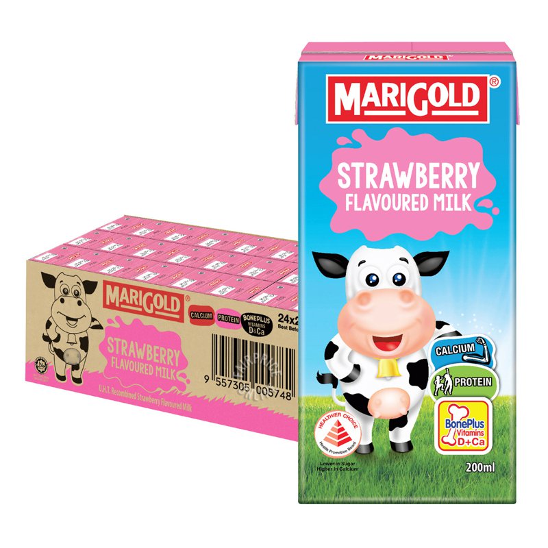 Marigold Uht Packet Milk - Strawberry (Ctn)