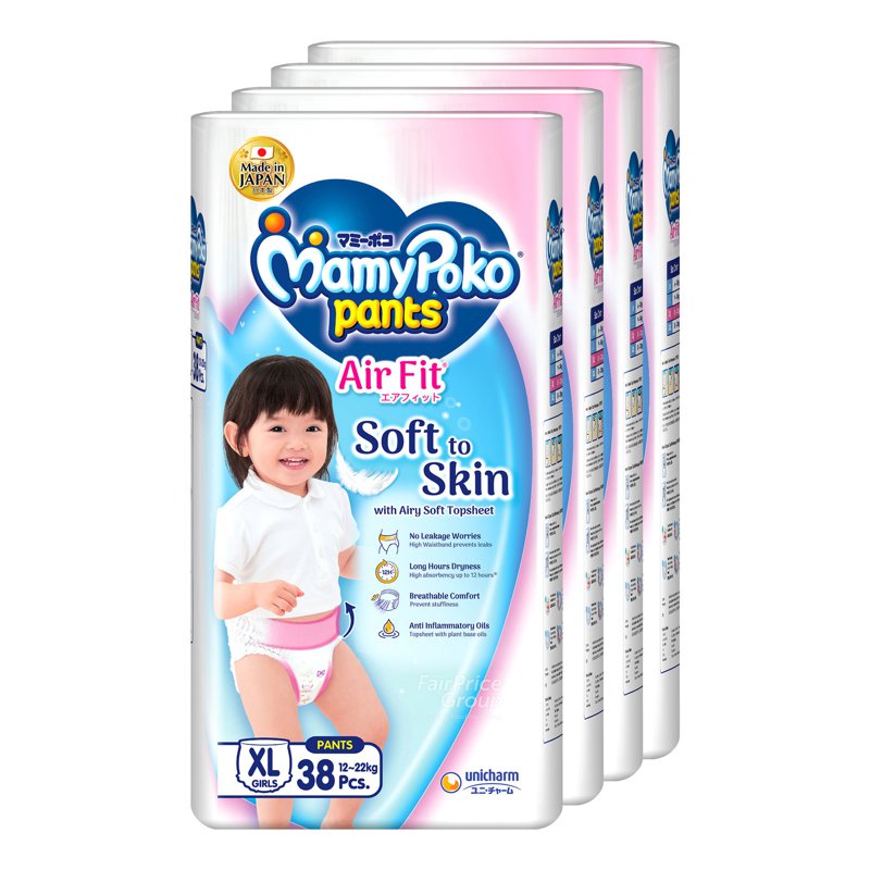 MamyPoko Air Fit Girl Pants - XL (12 - ) 4 x 38 per pack (Ctn)