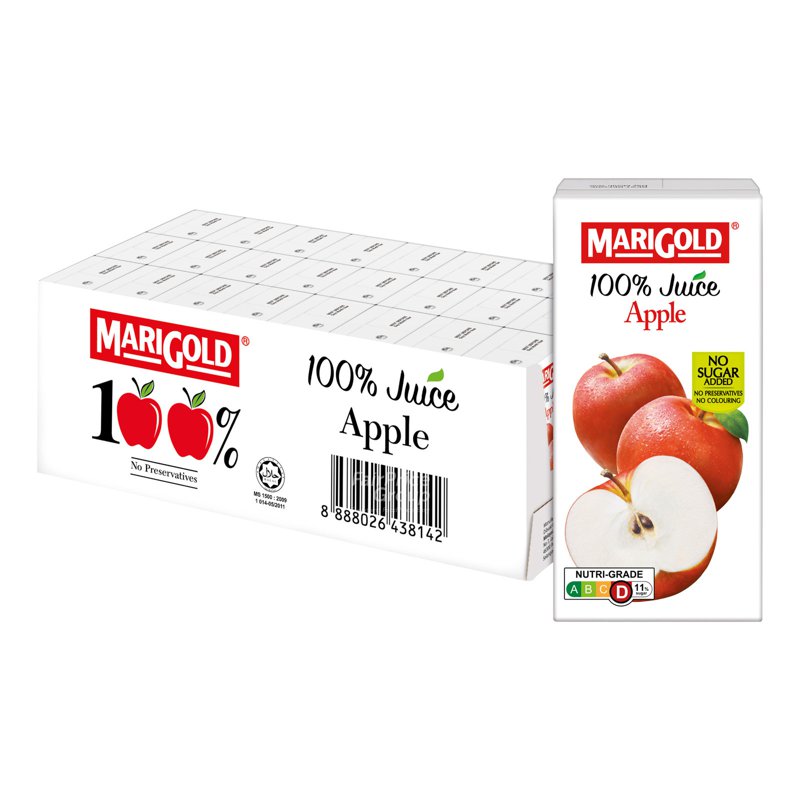 Marigold 100% Packet Juice - Apple (Ctn)