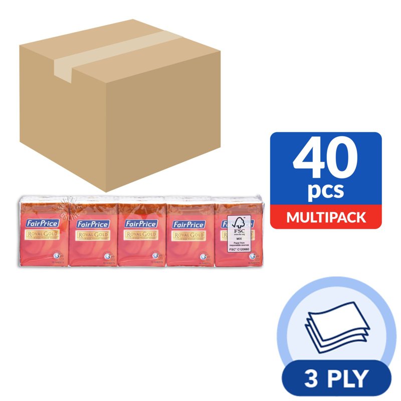 FairPrice Royal Gold Luxurious Tissues - Hanky 400 x 10 per pack (CTN)