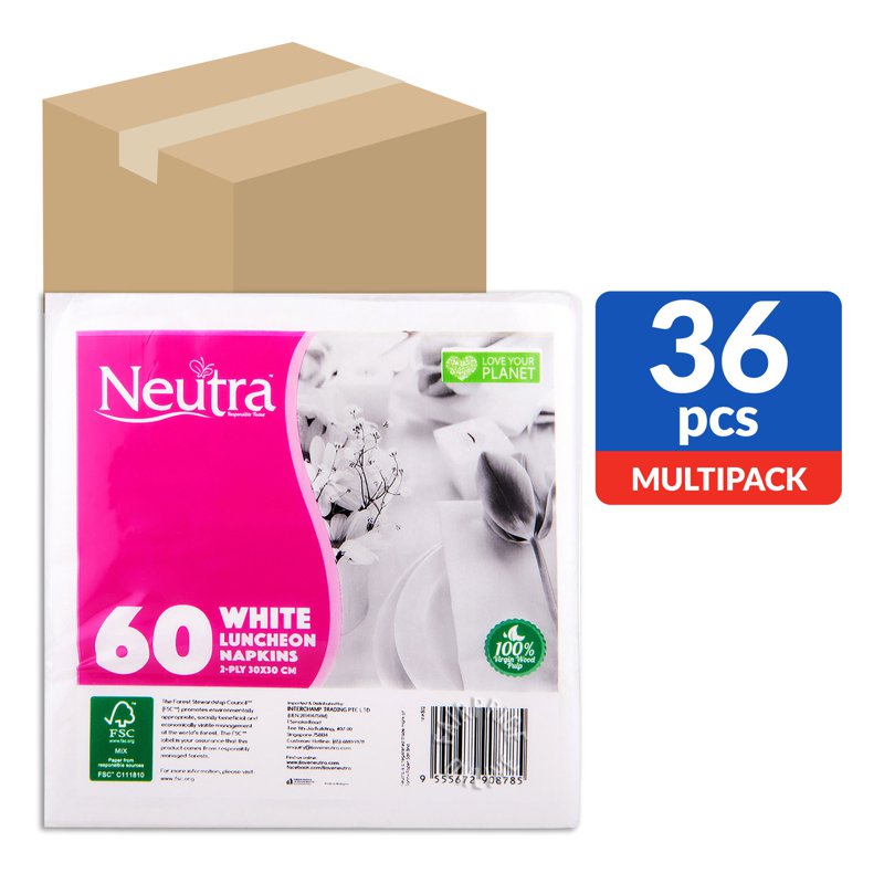 Neutra White Napkins - Luncheon (30 x 30cm) 36 x 60 per pack (CTN)