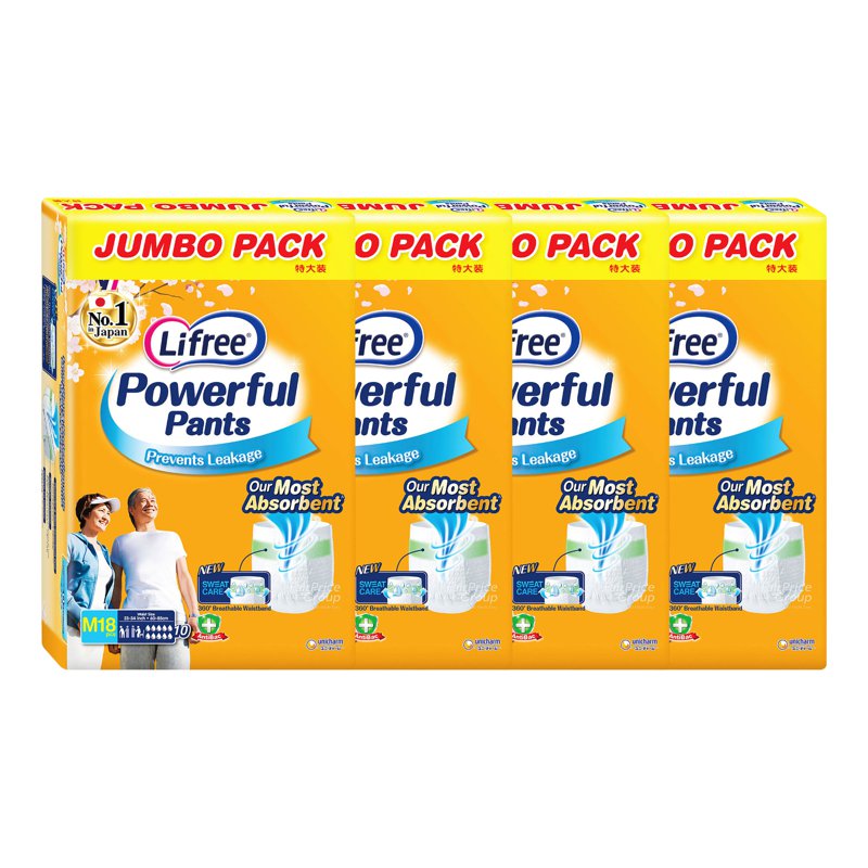 Lifree Powerful UnisexAdultSlimPants-M(60-85cm) 4 x 18 per pack (CTN)