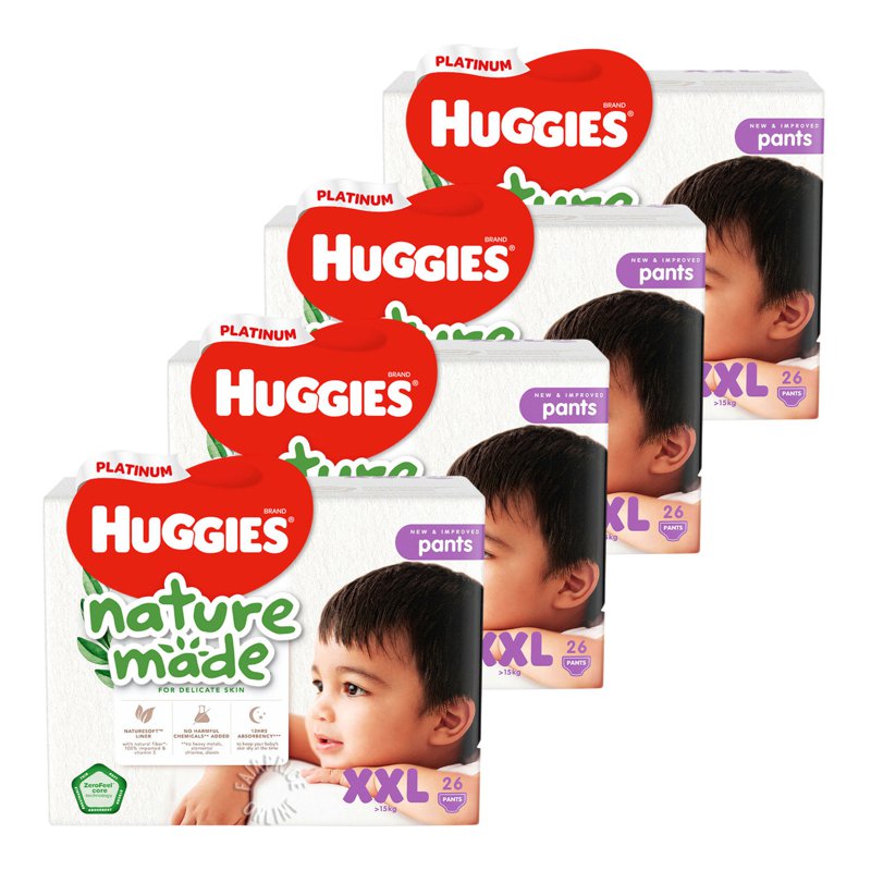 Huggies Platinum Nature Made Pants - Xxl 4 x 26 per pack (Ctn)