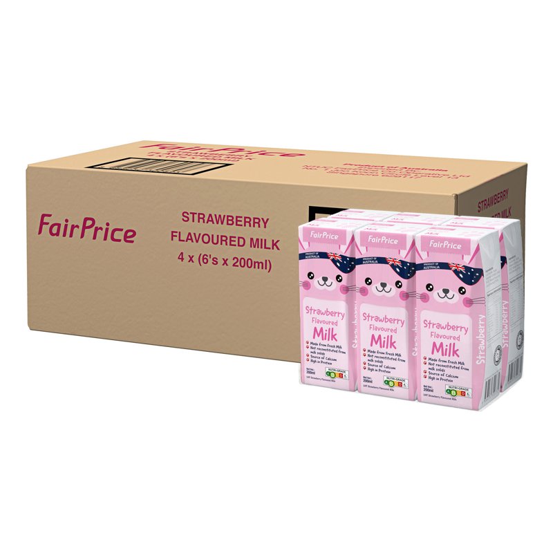 Fairprice Uht Kids Flavoured Packet Milk - Strawberry (Ctn)