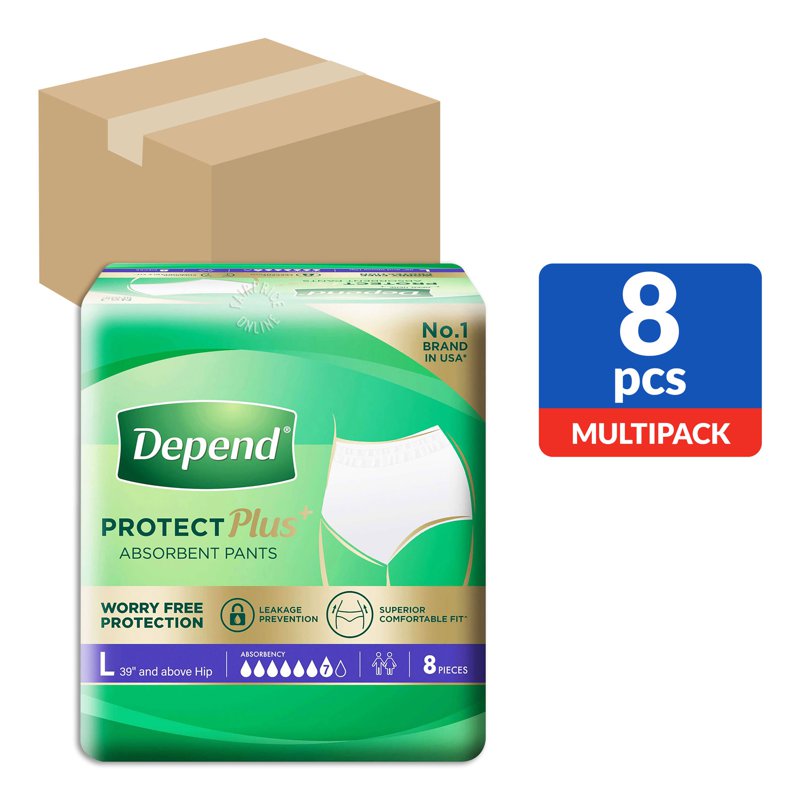 Depend Protect Plus Pants Unisex Adult Diaper - L 8 x 8 per pack (CTN)