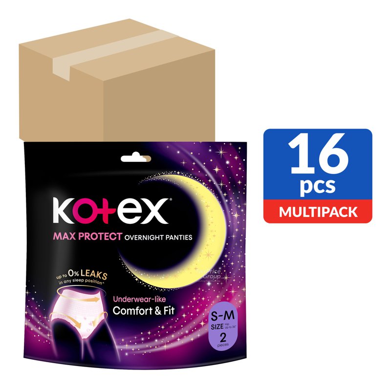 Kotex Overnight Panties - S - M 16 x 2 per pack (CTN)