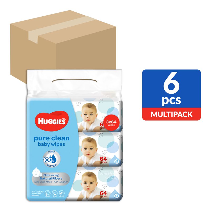 Huggies Baby Wet Wipes - Pure Clean 18 x 64 per pack (CTN)