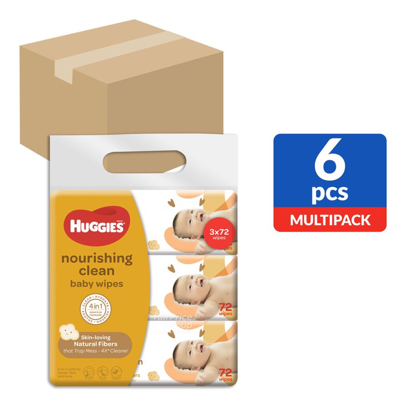 Huggies Baby Wet Wipes - Nourishing Clean 18 x 72 per pack (CTN)