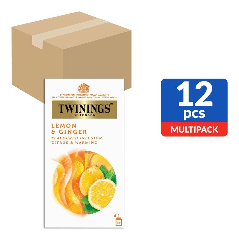 Twinings Flavoured Infusion Teabags - Lemon & Ginger 12 x 25 per pack (CTN)