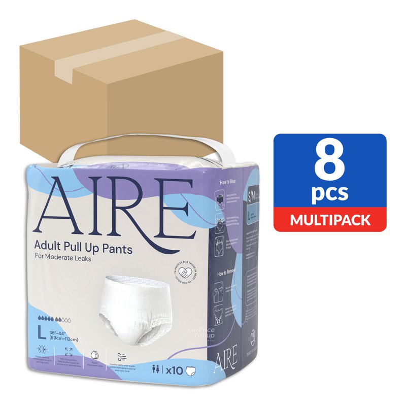 AIRE Adult Pull Up Diaper Pants (Super Soft Absorbent) - L 8 x 10 per pack (CTN)