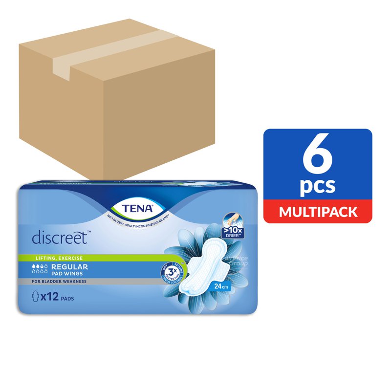 Tena Regular Pad with Wings - 24cm 6 x 12 per pack