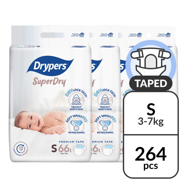 Drypers Superdry Premium Tape - S 4 x 66 per pack (CTN)