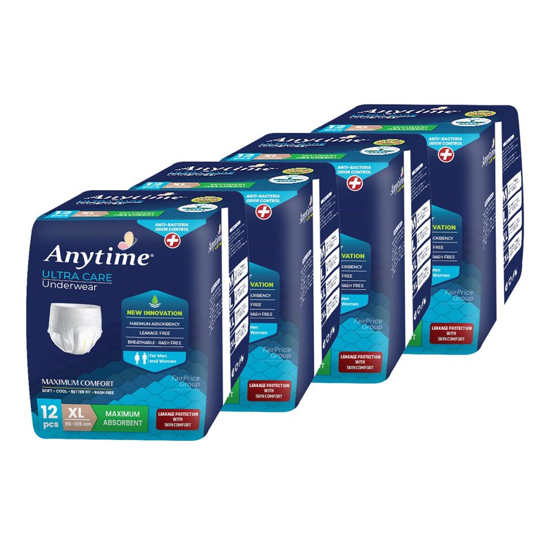 Anytime Anti-bacterial & Odour Control Adult Pants - XL 4 x 12 per pack (CTN)