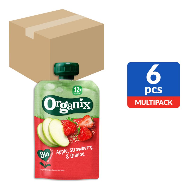 Organix Fruit Puree Pouch - Apple, Strawberry & Quinoa (Ctn)