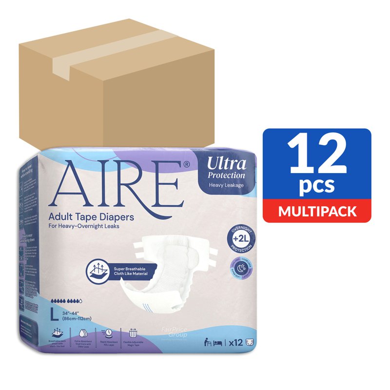 AIRE Ultra Protection Adult Tape Diapers - L 12 x 12 per pack (CTN)