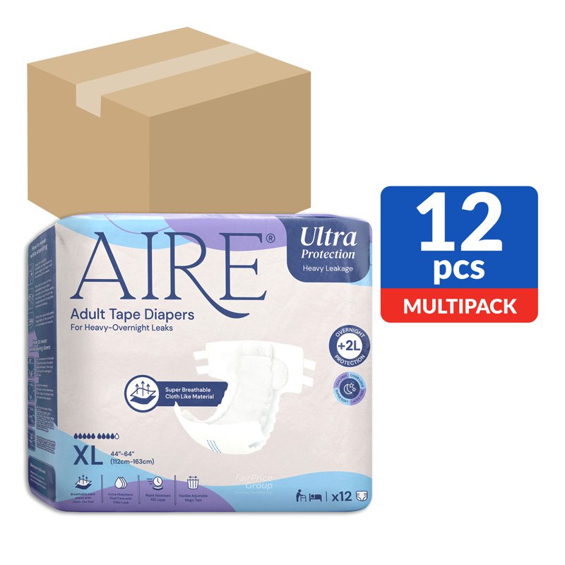 AIRE Ultra Protection Adult Tape Diapers - XL 12 x 12 per pack (CTN)