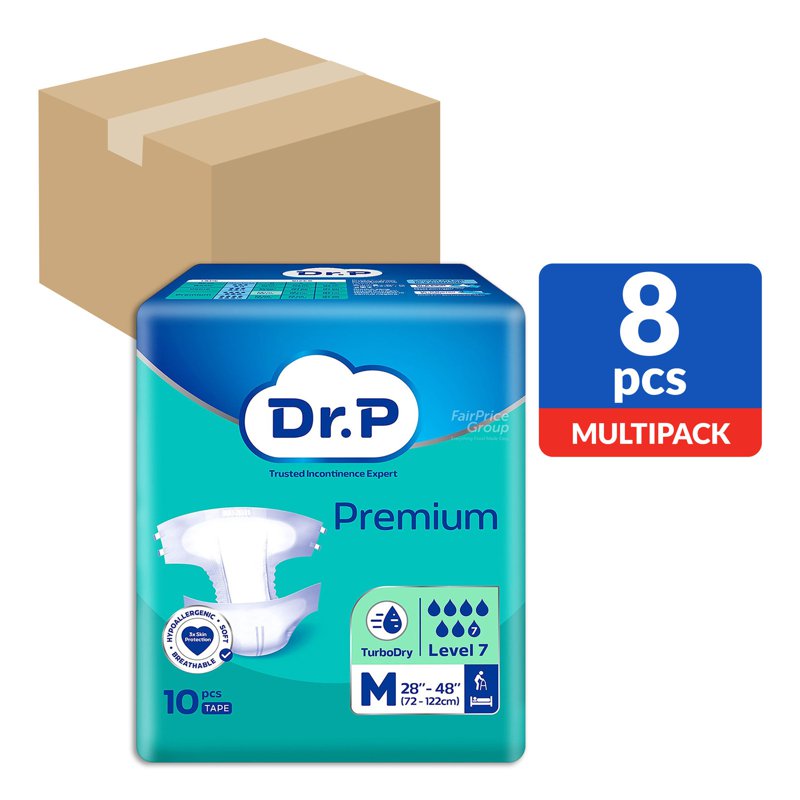 Dr P Premium Adult Diapers Tape - Lv7 (M) 8 x 10 per pack (CTN)