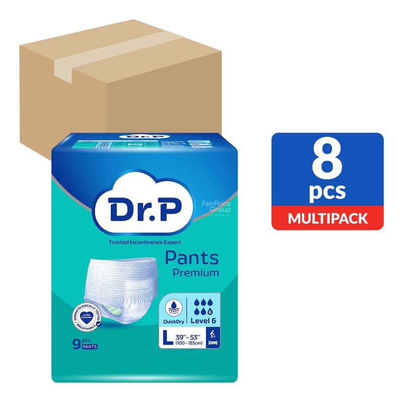 Dr P Premium Adult Diapers Pants - Lv6 (L) 8 x 9 per pack (CTN)
