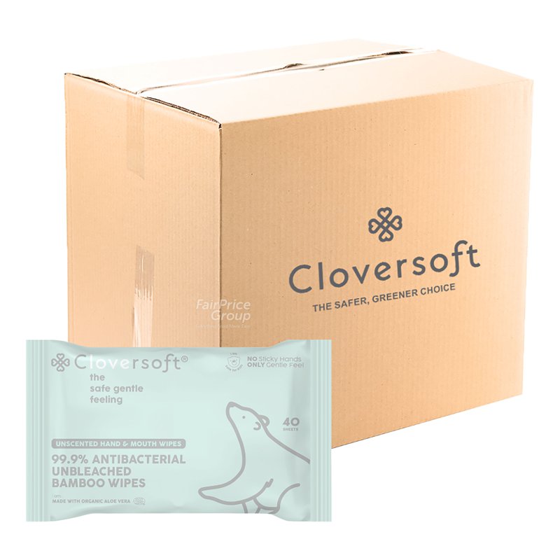 Cloversoft Bamboo Antibacterial Wipes 40 x 40 per pack