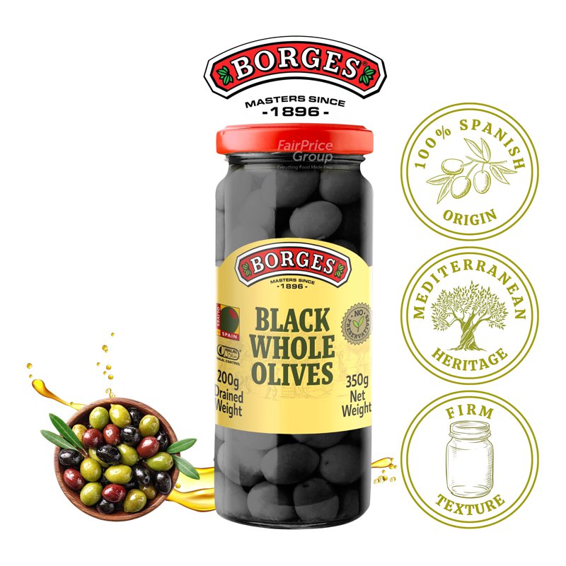 Borges Black Olives - Whole 350g