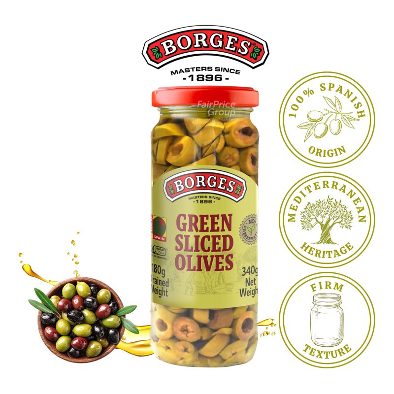 Borges Green Olives - Sliced 340g