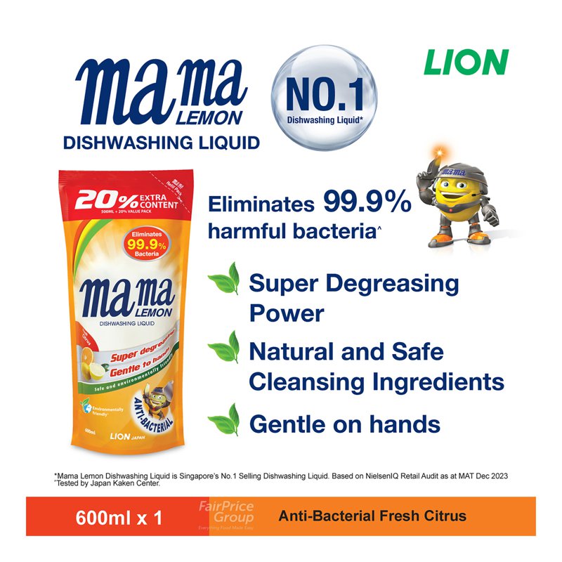 Mama Lemon Dishwashing Liquid RefiII - Fresh Citrus