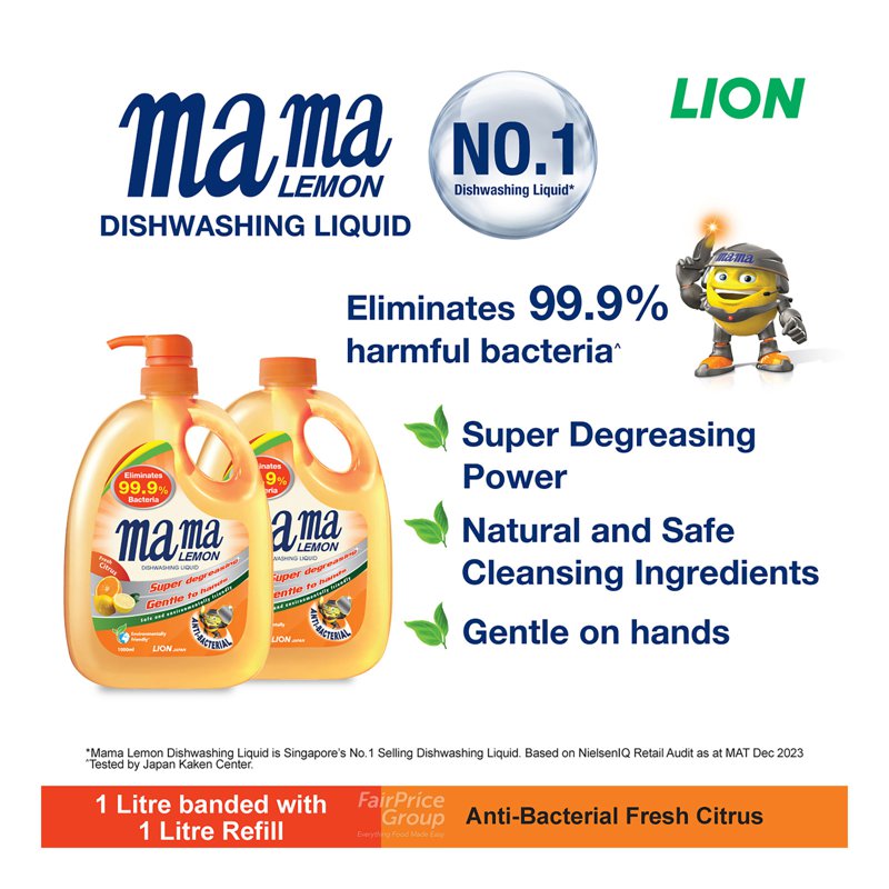 Mama Lemon Dishwashing Liquid & Refill - Fresh Citrus