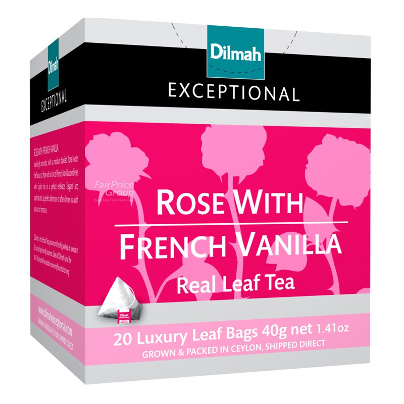 Dilmah Exceptional Tea Bags - Rose With French Vanilla 20 x 2g