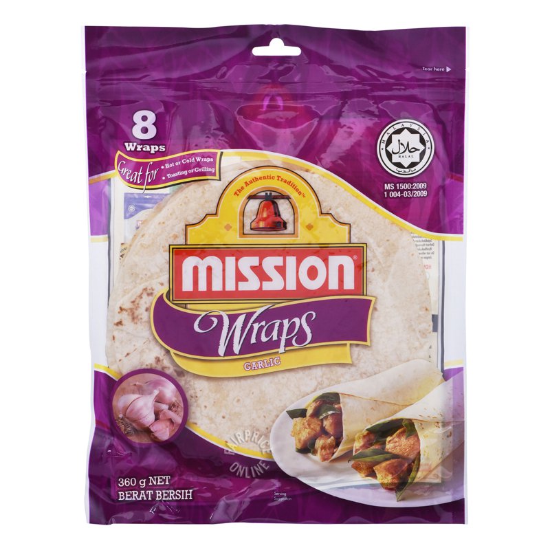 Mission Wraps - Garlic 360g (8 per pack)