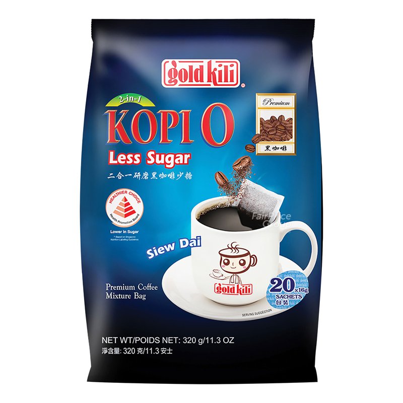 Gold Kili 2 in 1 Instant Premium Kopi O - Less Sugar 20 x 16g