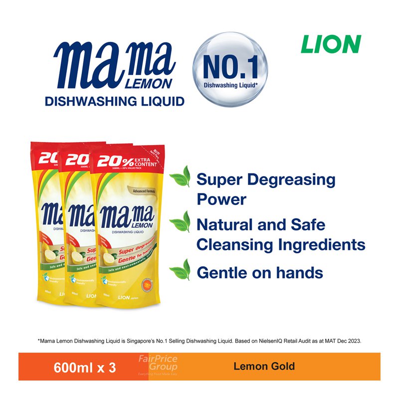 Mama Lemon Gold Dishwashing Liquid Refill - Lemon Gold