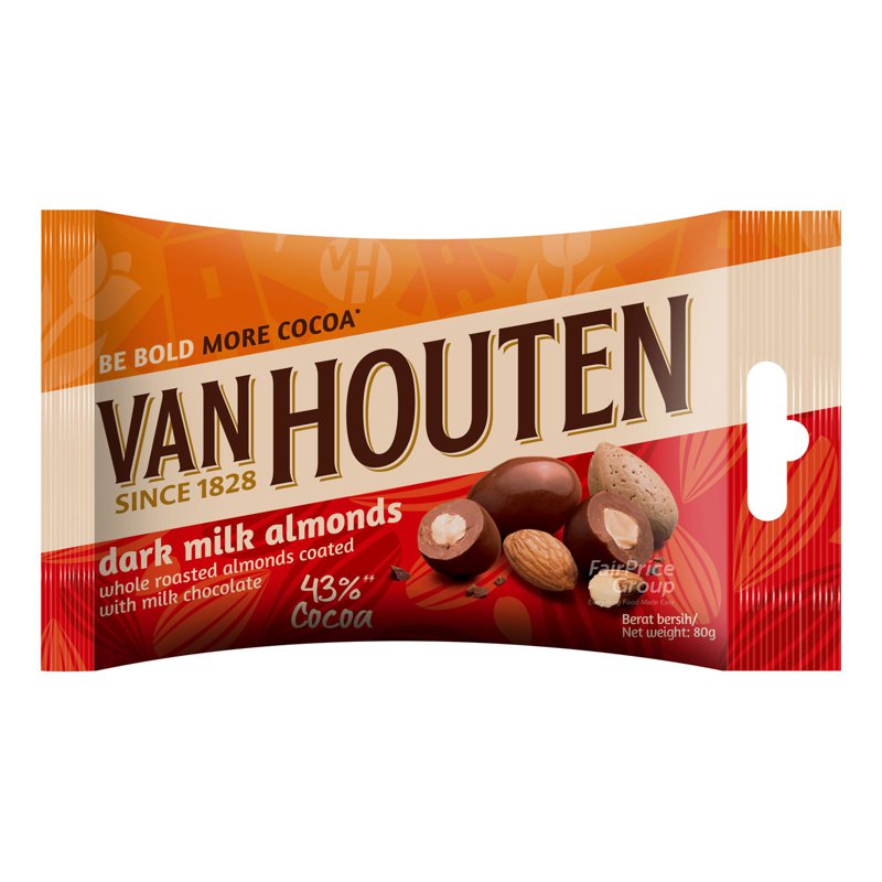 Van Houten Dark Milk Chocolate Pouch Bag - Almonds