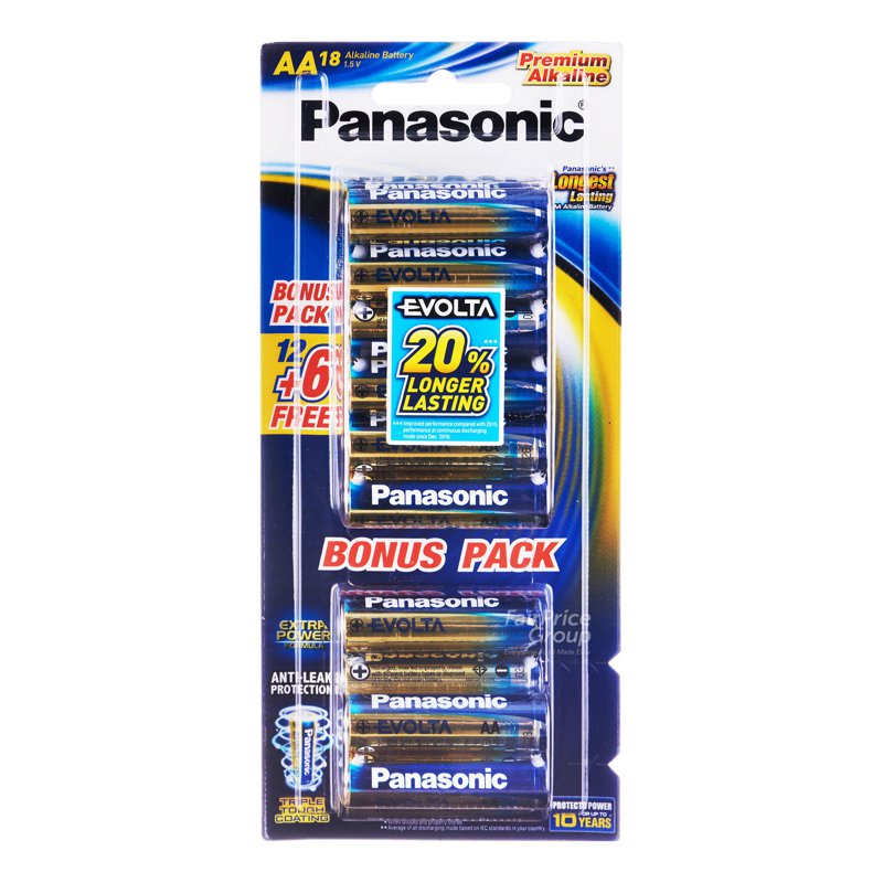 Panasonic Evolta Alkaline Battery - AA 12 + 6 free per pack