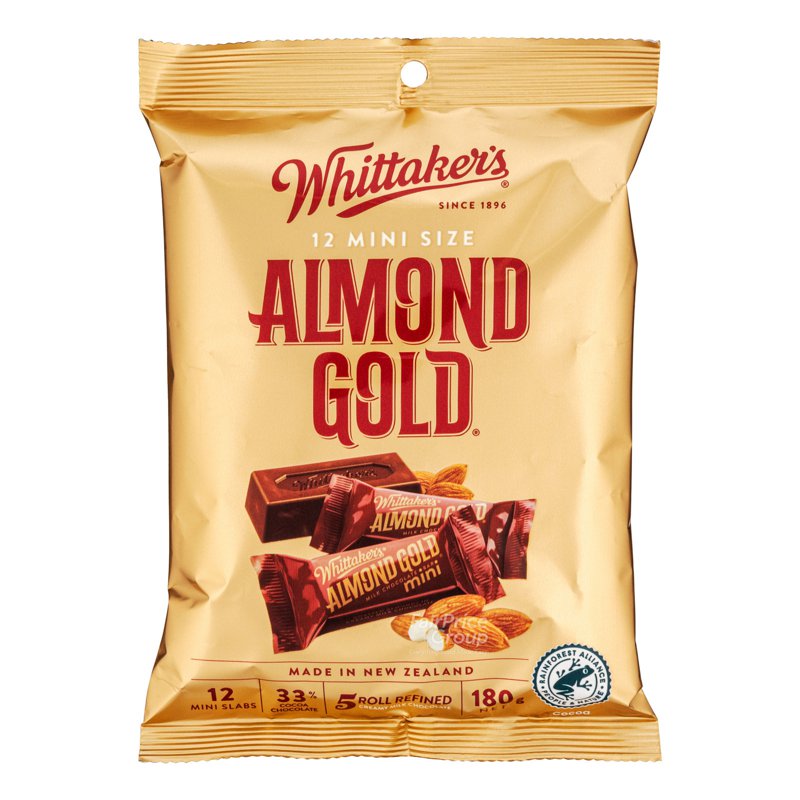Whittaker's Mini Milk Chocolate Bar - Almond Gold