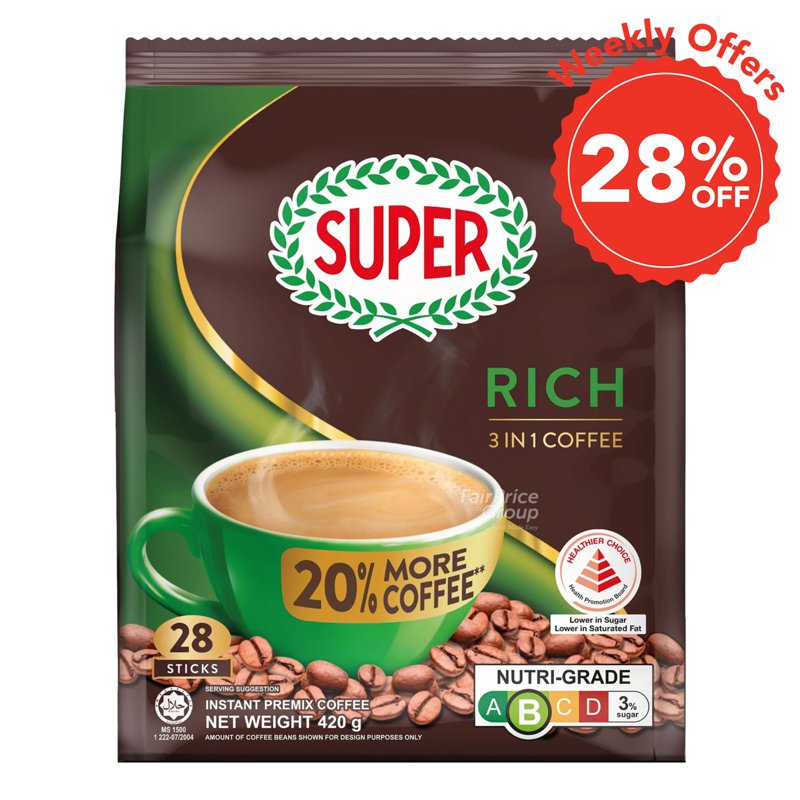 Super 3 in 1 Instant Coffee - Low Fat (Rich)