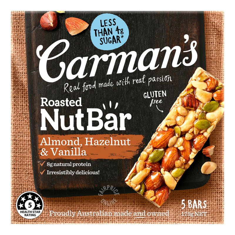 Carman's Nut Bars - Almond with Hazelnut & Vanilla 5 x 35g