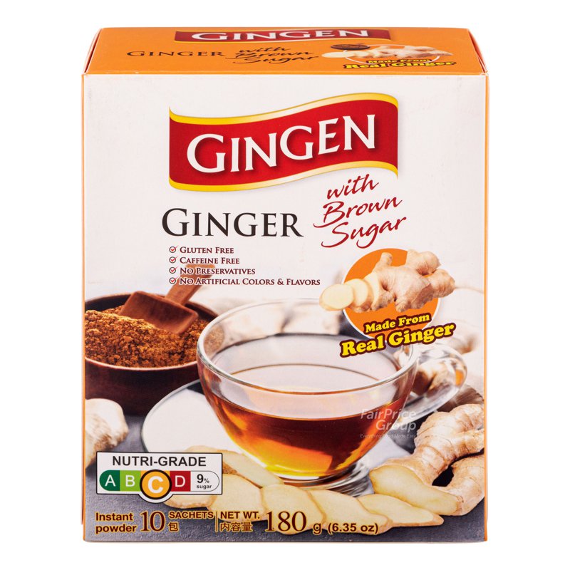 Gingen Instant Ginger Powder - Brown Sugar 10 x 18g