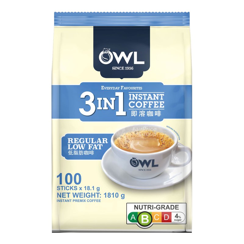 Owl 3 in 1 Instant Coffee - Regular Low Fat