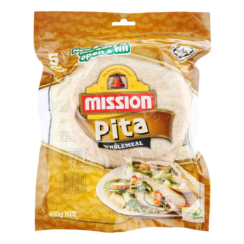 Mission Pita - Wholemeal 400g (5 per pack)