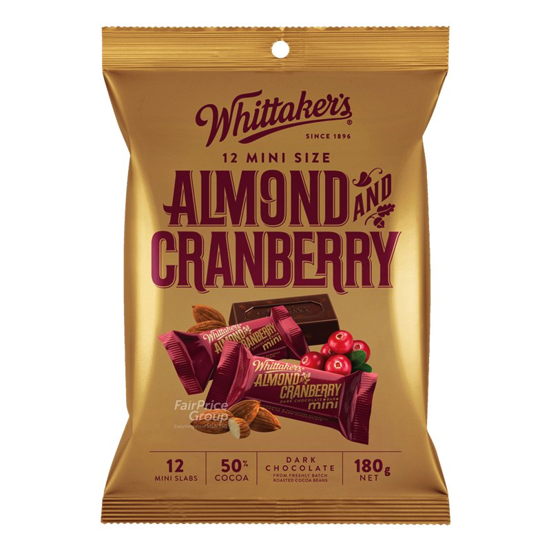 Whittaker's Mini Dark Chocolate Bar - Almond & Cranberry