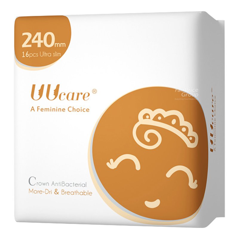 UU Care Crown Antibacterial Sanitary Wing Pads - 24cm 16 per pack