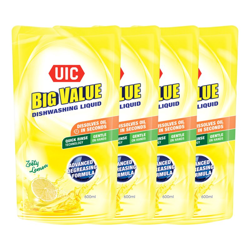 Uic Big Value Dishwashing Liquid Refill - Lemon