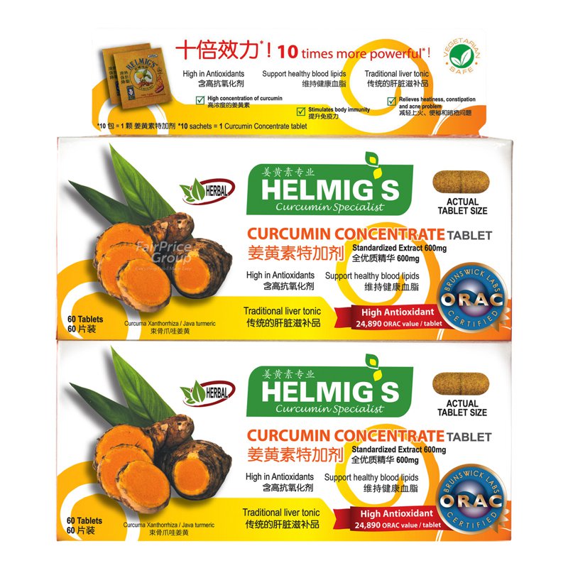 Helmig's Curcumin Concentrate Tablet - Herbal 2 x 60 per pack