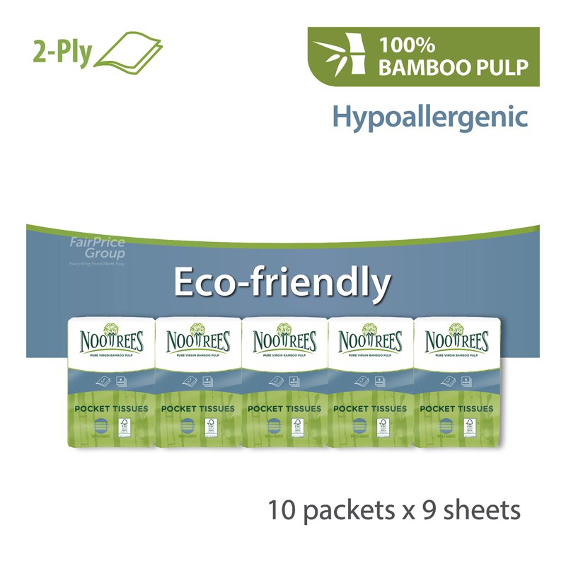 NooTrees Bamboo Pulp Pocket Tissue (2ply) 10 x 9 per pack