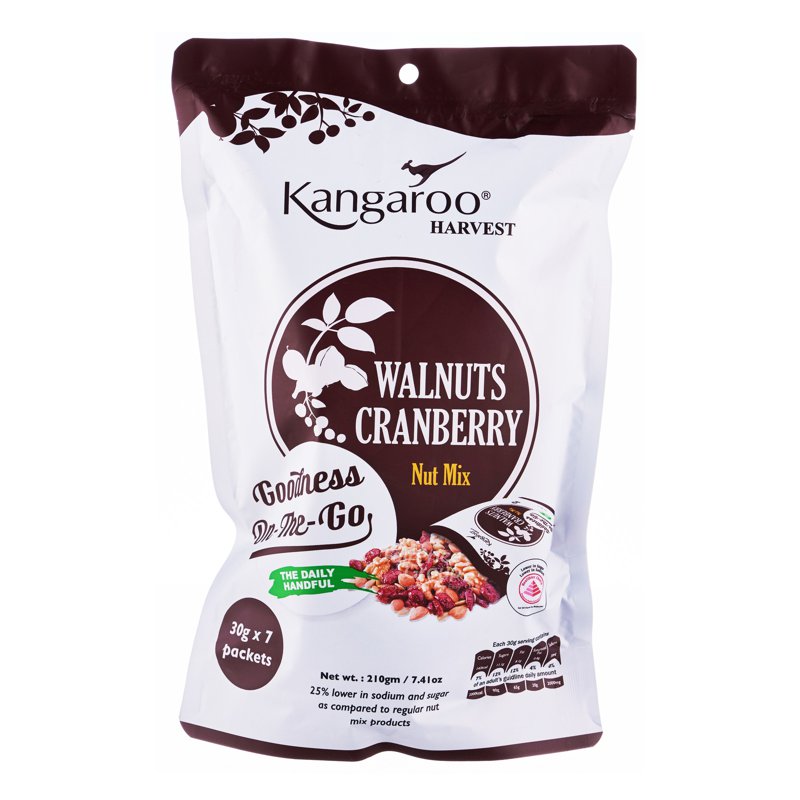 Kangaroo Harvest Nut Mix - Walnuts Cranberry