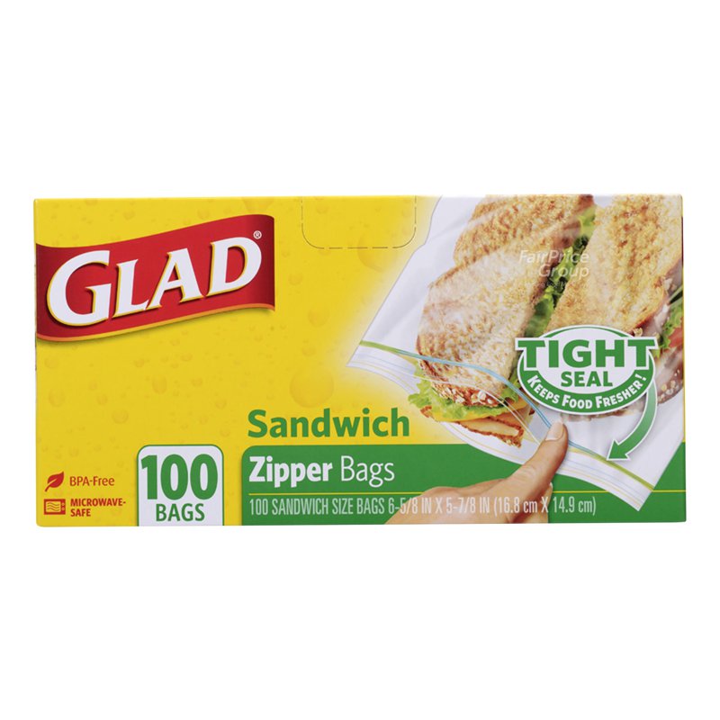 Glad Sandwich Bags - Zipper 100 per pack